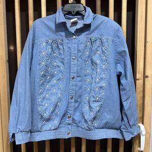 Vintage GW Division Of Graff Jacket Womens Medium Embroidered Floral USA 90s